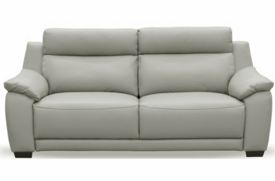 canapé 3 places en 100% tout cuir épais luxe italien,  gris clair. bereli