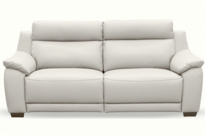 canapé 3 places avec 2 relax en 100% tout cuir épais luxe italien  - 2 relax électriques, blanc cassé. bern