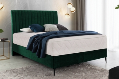 ensemble lit + sommier + matelas blasio de venesetti - velours vert foncé - 160x200 cm