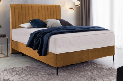 ensemble lit + sommier + matelas en tissu velours cuivre - 140x200 cm - blasio de venesetti