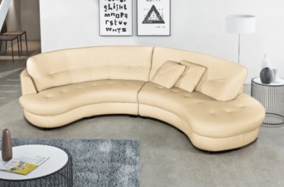 canapé en cuir italien de luxe 5/6 places bretini beige, côté accoudoir gauche