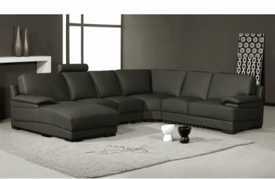 fabrication personnalisée sur demande du client canapé d'angle  6/7 places mister cuir prestige luxe italien  , gris fonce , angle droit