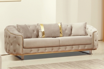 canapé 3/4 places - beige - en tissu velours de qualité luxe, luxor
