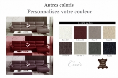 canapé d'angle en cuir buffle italien de luxe 6/7 places matteo, couleur personnalisée, angle droit