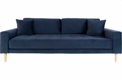 canapé 3 places en tissu velours de qualité lisa velours coloris bleu foncé