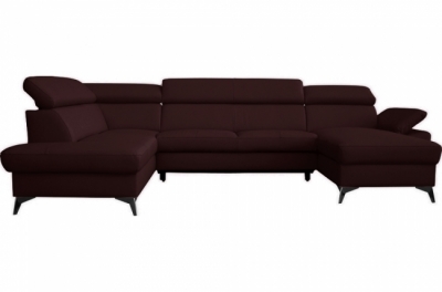canapé d'angle convertible en cuir italien de luxe 7/8 places warini avec coffre, couleur cuir dollaro merlin, angle gauche
