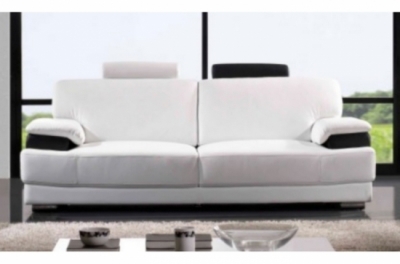 canapé 3 places en 100% tout cuir luxe haut de gamme italien vachette. blanc et noir