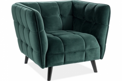 fauteuil 1 place casini en tissu de qualité, couleur vert