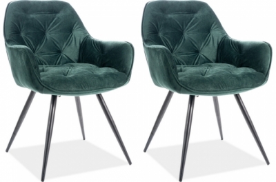 ensemble de 2 chaises cheril  en tissu de qualité, couleur vert foncé
