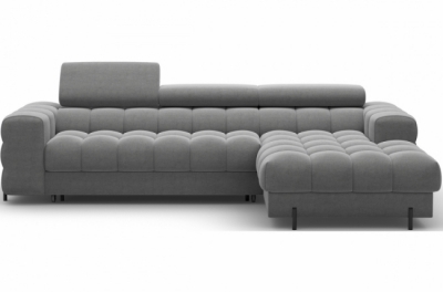 canapé d'angle convertible felix velours en velours gris foncé, 5 places, angle droit (vu de face)