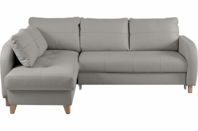 - canapé d'angle convertible en cuir de luxe italien , 5 places conforia, gris clair, angle gauche
