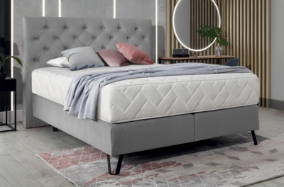 ensemble lit + sommier + matelas - velours gris - 180x200 cm - corsica