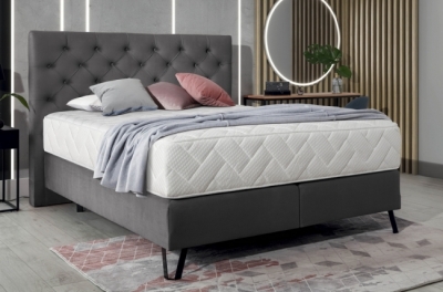 ensemble lit + sommier + matelas - velours gris foncé - 180x200 cm - corsica