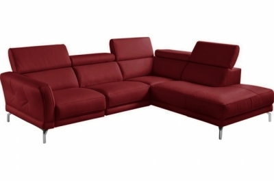 canapé d'angle en 100% tout cuir épais de luxe italien 5/6 places dalen, rouge foncé, angle droit