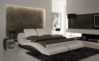 lit design en cuir italien de luxe delicia , blanc/gris foncé