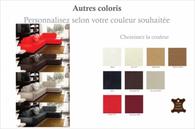 canapé d'angle divano en cuir italien vachette de qualité, couleur personnalisée