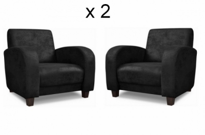 ensemble de 2 superbes fauteuils en tissu de qualité magda, noir