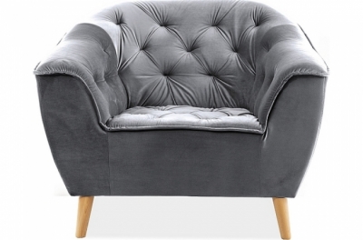 fauteuil 1 place gallery en tissu de qualité, couleur gris