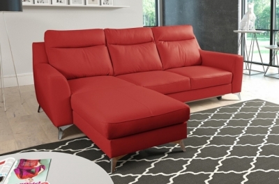 - canapé d'angle convertible en cuir italien de luxe 5/6 places gianni avec coffre, rouge foncé, angle gauche