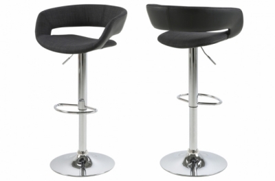 lot de 2 tabourets design en tissu anthracite et simili cuir noir, greco