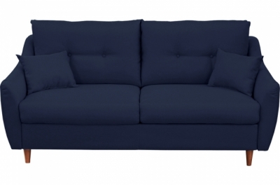 canapé 3 places convertible en tissu de luxe hans, bleu foncé