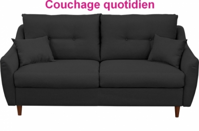 canapé 3 places convertible en tissu de luxe hans, gris anthracite