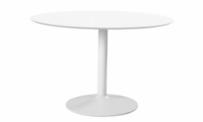 table à manger ronde ibiza, blanc plateau mdf