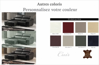 canapé d'angle en cuir buffle italien de luxe zendo,  couleur personnalisée , angle gauche