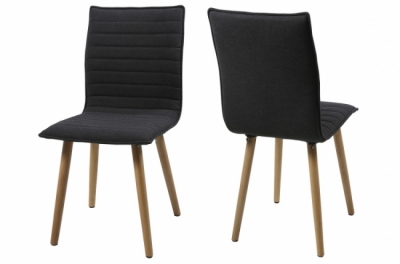 lot de 2 chaises design tissu gris foncé, kenzi