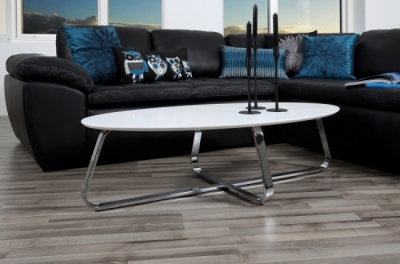 table basse design, bois laqué blanc mat, kenzi