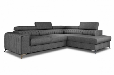 canapé d'angle convertible - larry tissu gris foncé, 5 places, angle droit (vu de face)