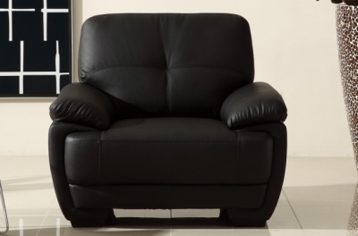 fauteuil 1place en cuir italien buffle leandro, noir