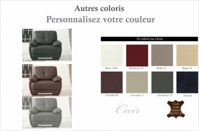 fauteuil 1place en cuir italien buffle leandro, couleur personnalisée