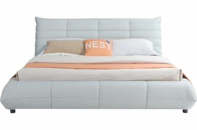 lit design en cuir de luxe berto, avec sommier à lattes offert, blanc, 160x200