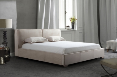 lit design en cuir de luxe bologna, avec sommier à lattes, blanc, 140x200