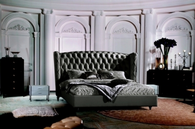 lit design de luxe princesse, avec sommier à lattes, gris foncé 140x190
