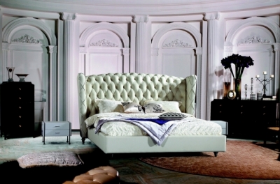 lit design de luxe princesse, avec sommier à lattes, écru 160x200