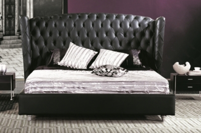lit design de luxe princesse, avec sommier à lattes, noir, 140x190
