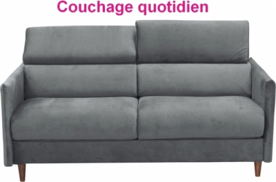 canapé 3 places convertible en velours de luxe loic, gris