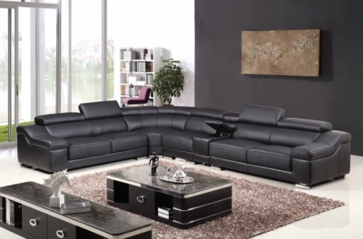 - canapé d'angle en cuir buffle italien de luxe 7 places londres noir, angle gauche