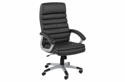 fauteuil de bureau confortable en simili cuir de qualité lyona, noir