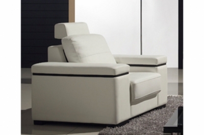fauteuil une place en cuir italien maison blanche, blanc