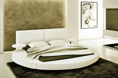 lit cuir monreve contemporain 160x200 écru. avec le sommier à lattes