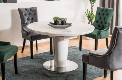 table à manger extensible ronde / ovale orba ceramic couleur gris et blanc