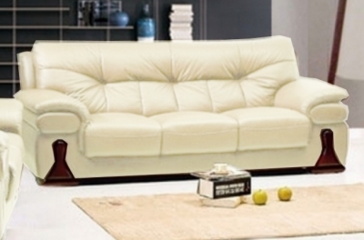canapé 3 pièces oxford en cuir luxe italien vachette, écru