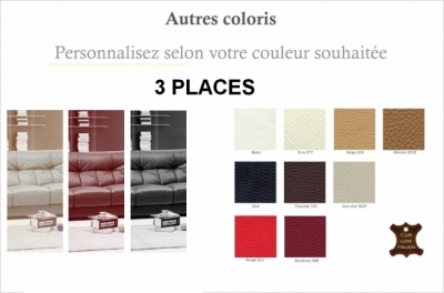 canapé 3 places oxford en cuir luxe italien vachette, couleur personnalisée