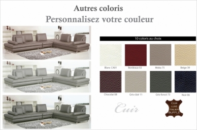 canapé d'angle en cuir buffle italien de luxe 7/8 places penthouse, couleur personnalisée, angle droit