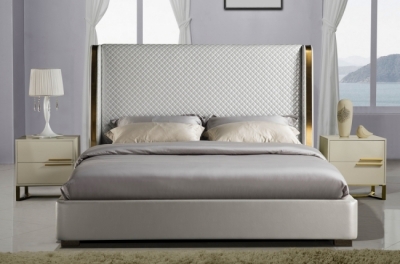lit design de luxe perfecto, avec sommier à lattes, gris clair , 140x190