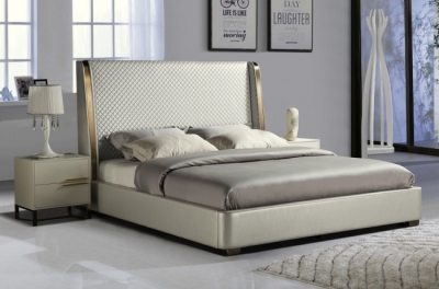 lit design de luxe perfecto, avec sommier à lattes, gris clair , 180x200