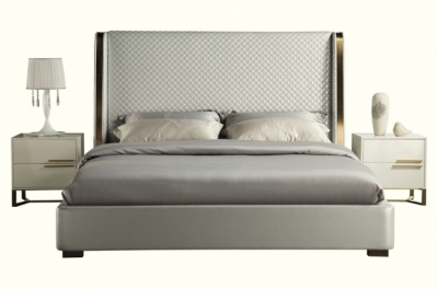 lit design de luxe perfecto, avec sommier à lattes, gris clair, 160x200
